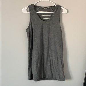 BKE gray tank top with shredded back, size Large